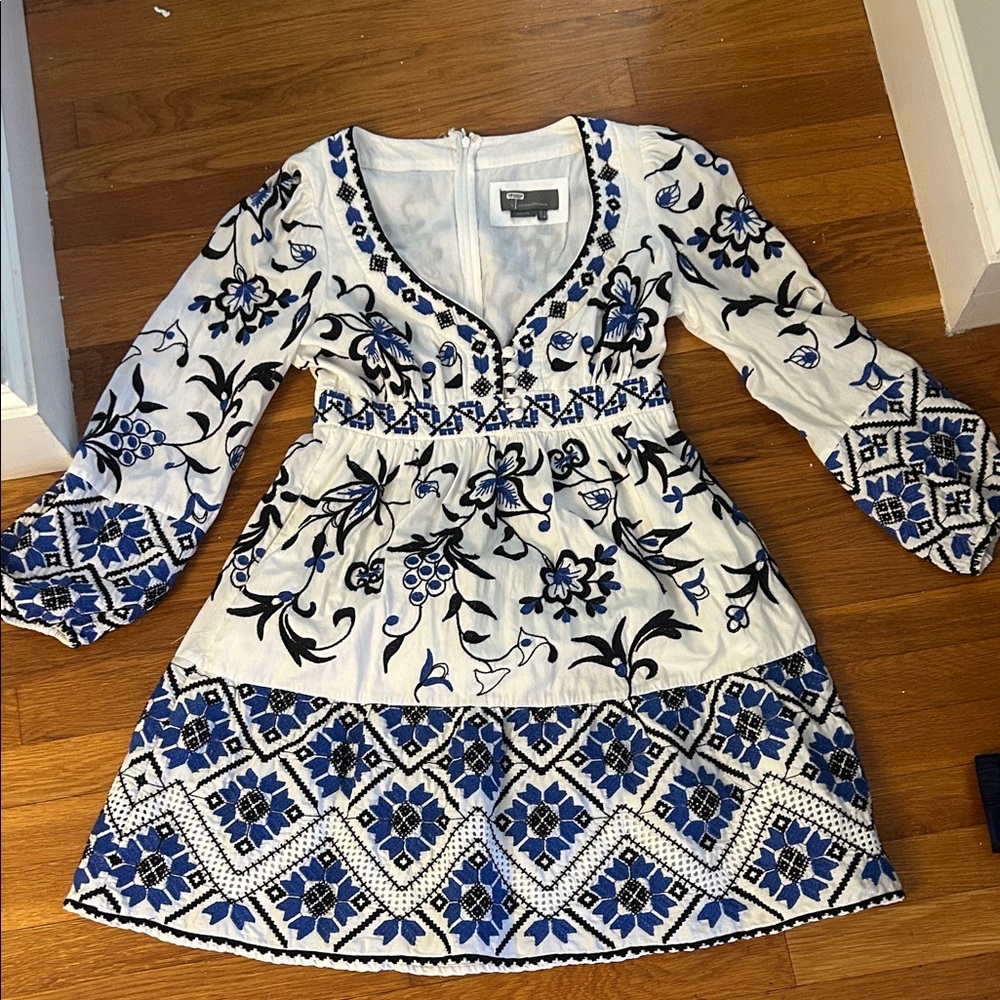 Anthropologie White and Gray Dress